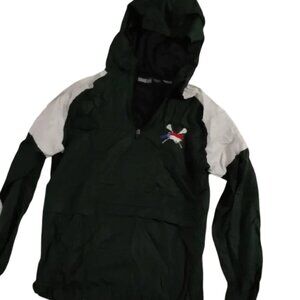 Pennant Men's Hooded Raincoat in Green and White NC Embroidered Logo
